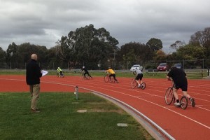 Victoria Shows Off at Footbike Race